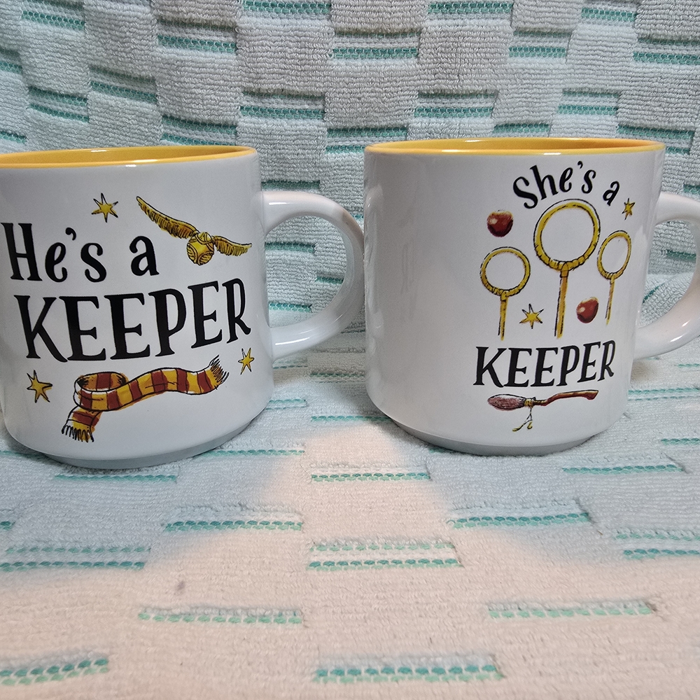 White and Yellow 'Keeper' Mugs Set